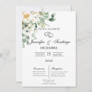 Invitación de boda tema greenery