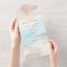Invitación de Boda Temática de Playa TODO EN UNO
