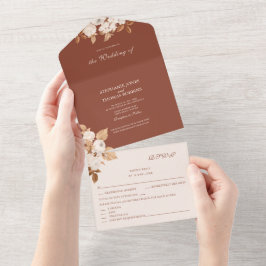 Invitación de boda Terracotta Floral Todo en Uno R