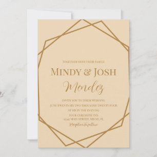 Invitación de boda terrosa con letra de borde geom