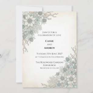Invitación de boda Thistle Azul Pálido