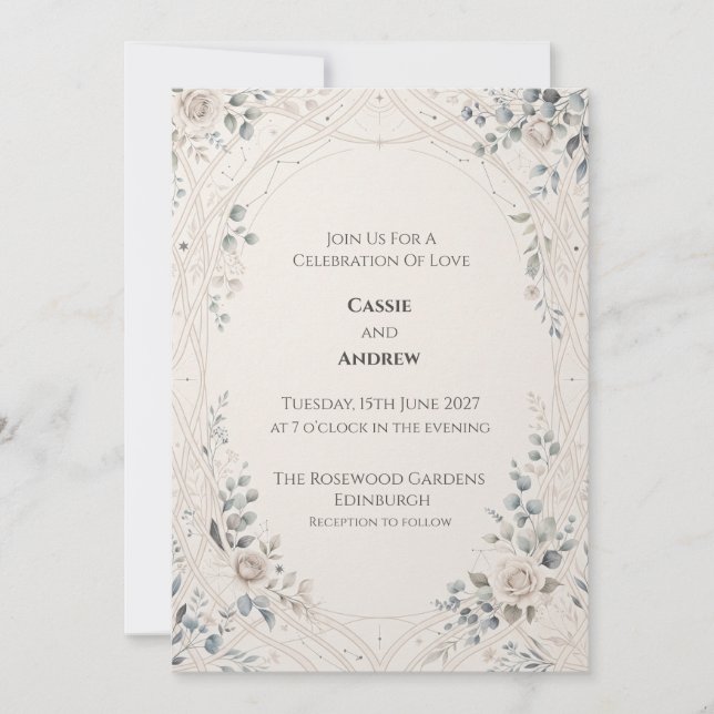 Invitación de boda Thistle Celta (Anverso)