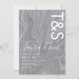 Invitación de boda tipografía ágata gris líquido m