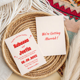 Invitación de boda tipografía coral vintage retro