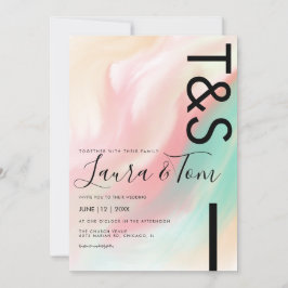 Invitación de Boda Tipografía Mármol Rosa Turquesa