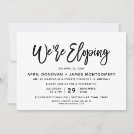 Invitación de boda tipografía pincel nos escapamos