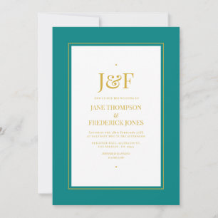 Invitación de boda tipográfica moderna en tonos az