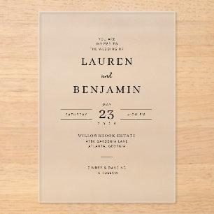 Invitación de boda tipográfica negra elegante
