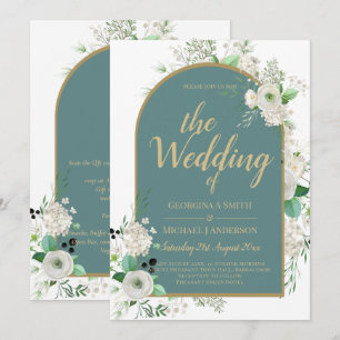 Invitación de Boda Todo en 1 con Rosas Blancas Ele