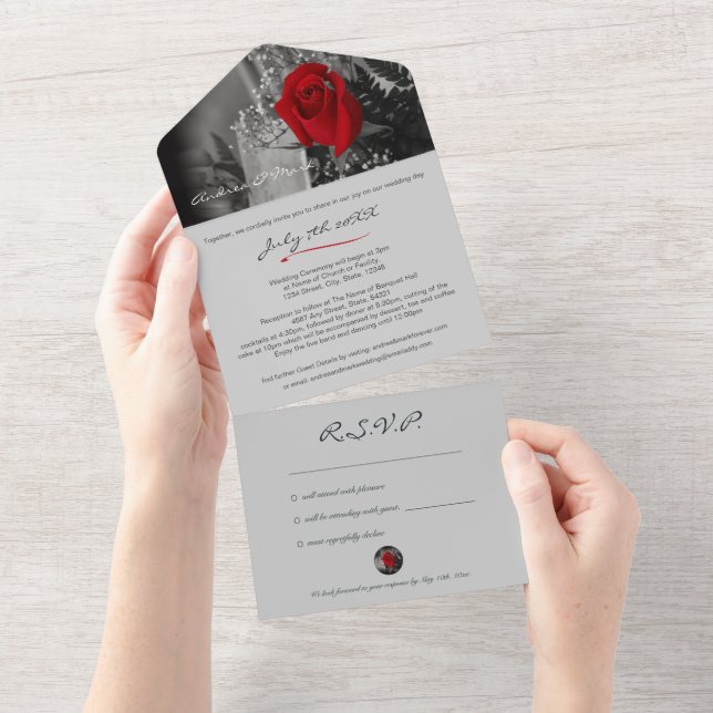 Invitación de Boda Todo en Uno (desgarro)