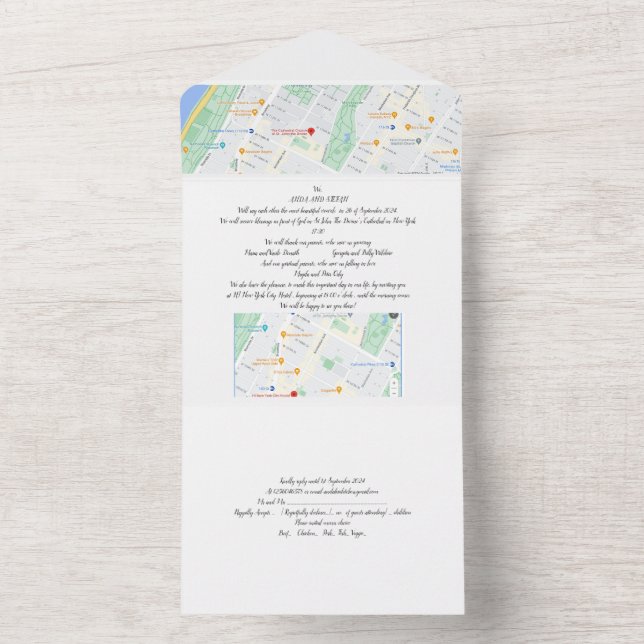 Invitación de boda todo en uno (Interior)