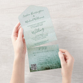 Invitación de boda todo en uno al agua casual Blue