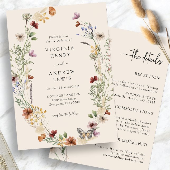Invitación de boda todo en uno boho (Boho All In One Wedding Invitation
)