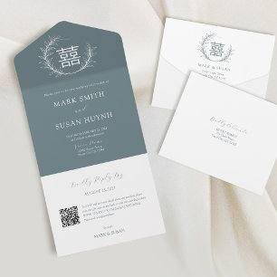 Invitación de Boda Todo en Uno Chino Moderno