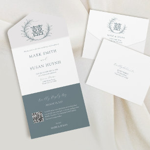 Invitación de Boda Todo en Uno Chino Moderno