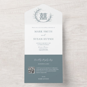 Invitación de Boda Todo en Uno Chino Moderno