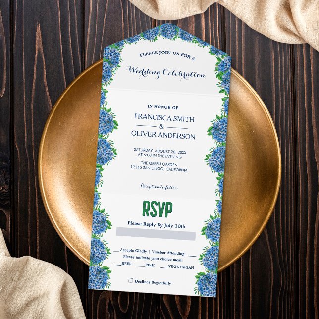 Invitación de boda todo en uno con acuarela de hor (Subido por el creador)