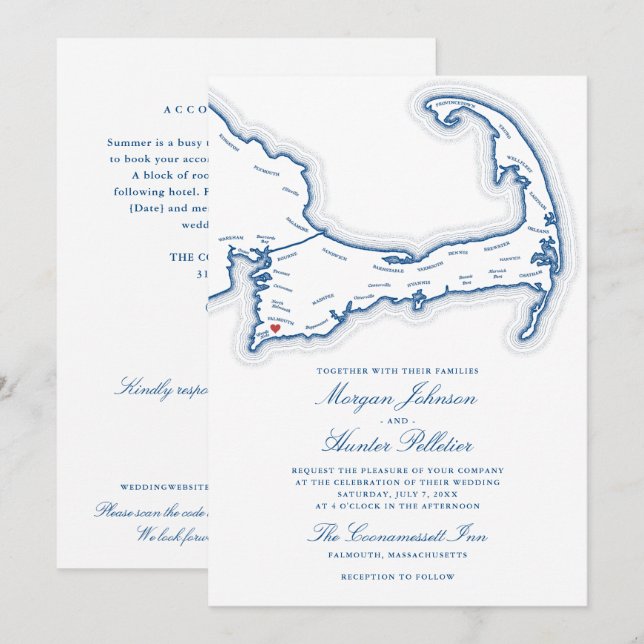 Invitación de boda todo en uno con código QR RSVP  (Anverso / Reverso)