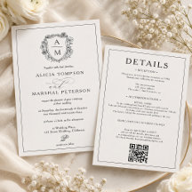 Invitación de boda todo en uno con cresta floral e