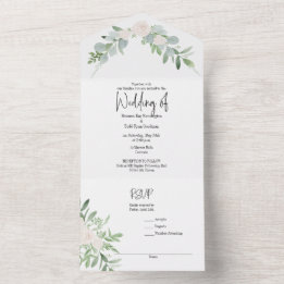 Invitación de boda todo en uno con floral acuarela
