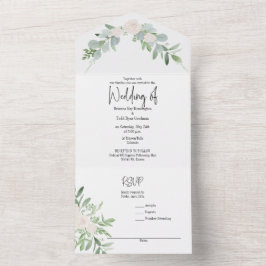Invitación de boda todo en uno con floral acuarela
