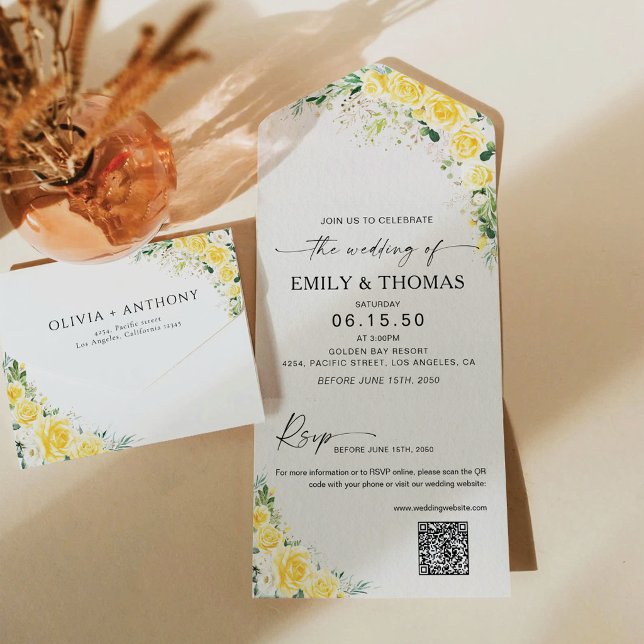 Invitación de Boda Todo en Uno con Floral Azul Cla (Subido por el creador)