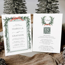 Invitación de boda todo en uno con guirnalda de pi
