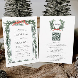 Invitación de boda todo en uno con guirnalda de pi