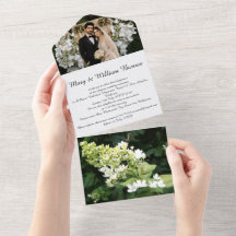 Invitación de boda todo en uno con pareja y fotos