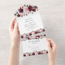 Invitación de boda todo en uno de Floral Rojo Mars