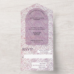 Invitación de boda todo en uno de rosa polvoriento