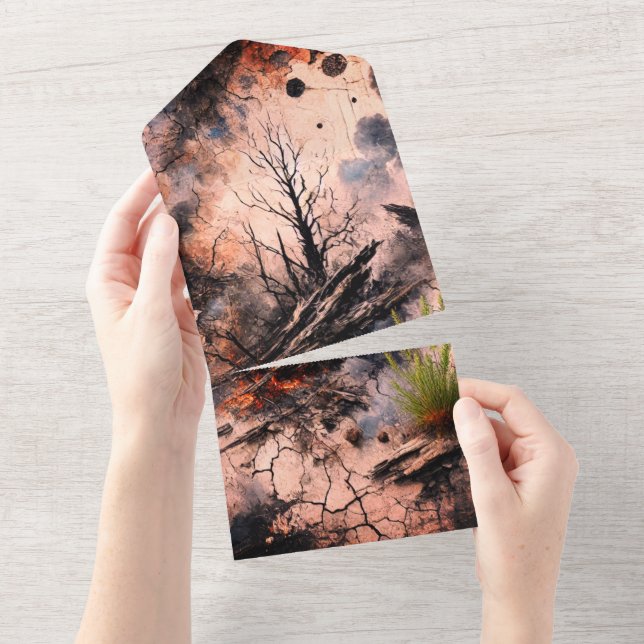 Invitación de Boda Todo en Uno - Diseño Artístico (desgarro)