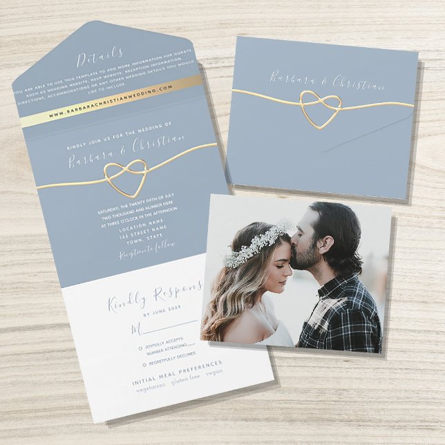 Invitación de Boda Todo en Uno Dusty Blue (Subido por el creador)