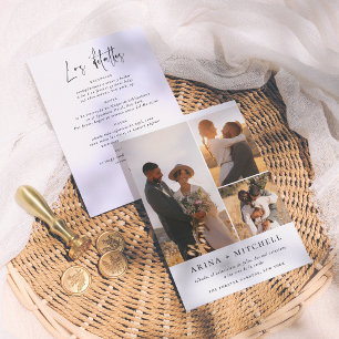 Invitación de boda todo en uno elegante 3 fotos