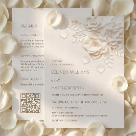 Invitación de boda todo en uno Ivory 3D Flowers
