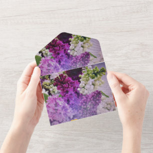 invitación de boda todo en uno lila blanco violeta