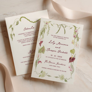 Invitación de boda todo en uno Merlot & Moss