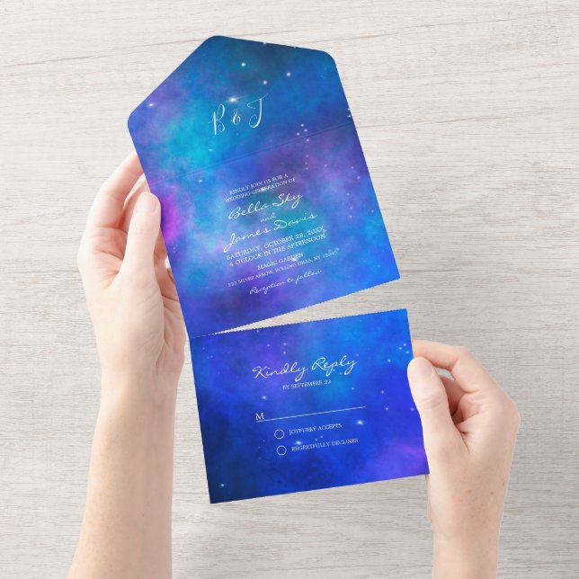 Invitación de boda todo en uno Nebulosa Polvo de e (desgarro)