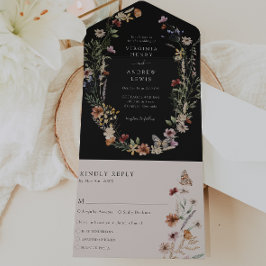Invitación de boda todo en uno negro