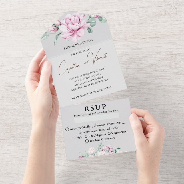 Invitación de boda todo en uno para adultos sin ni (desgarro)