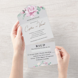 Invitación de boda todo en uno para adultos sin ni