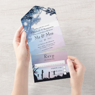 Invitación de boda todo en uno para el bosque del 