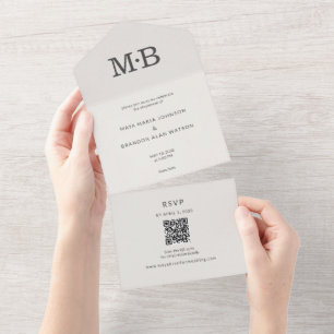 Invitación de Boda Todo en Uno para Escape Mínimo