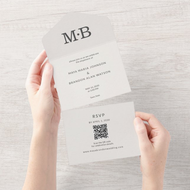 Invitación de Boda Todo en Uno para Escape Mínimo (desgarro)