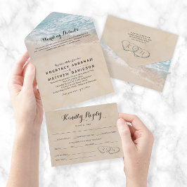 Invitación de Boda Todo en Uno Playa Tropical