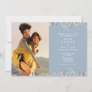 Invitación de Boda Todo En Uno Polvo Azul Foto Lil