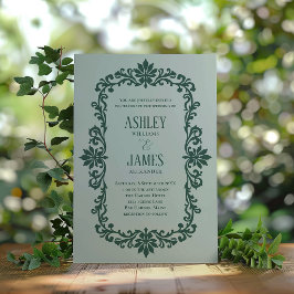 Invitación de Boda Todo en Uno Sage Vintage Ornate