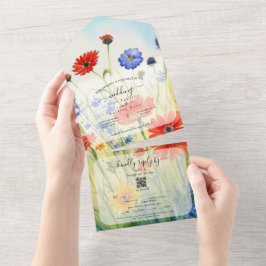 Invitación de Boda Todo en Uno SpringMeadow Wildfl