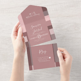 Invitación de boda todo en uno tonos terrosos bloq