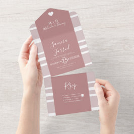 Invitación de boda todo en uno tonos terrosos raya